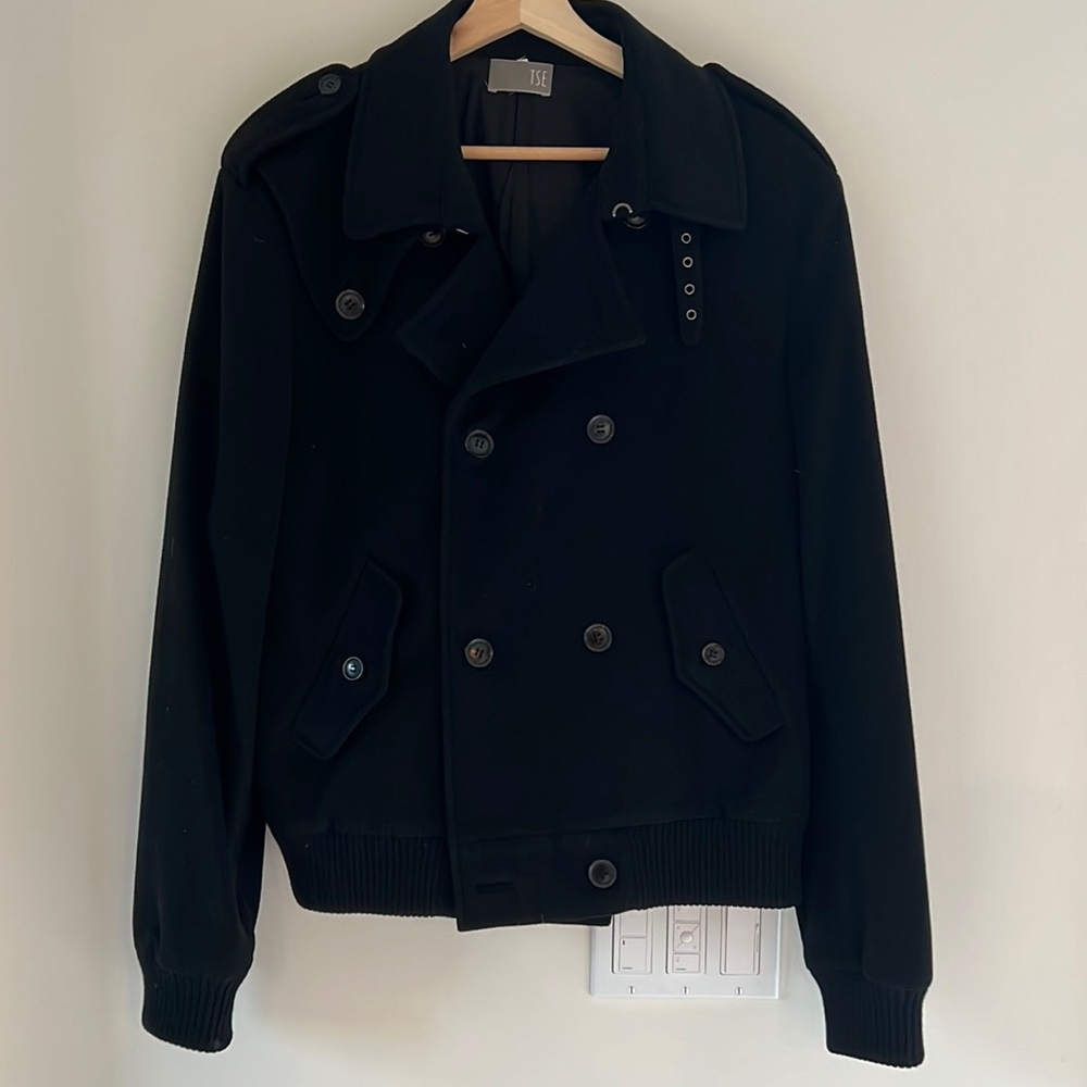TSE black wool bomber jacket